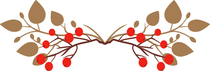 빨간열매와 갈색잎사귀