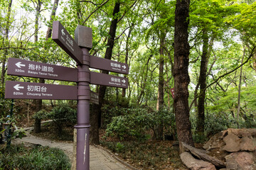 DIrectional signages at the Baushi Hill hiking path, near West Lake, Hangzhou, China