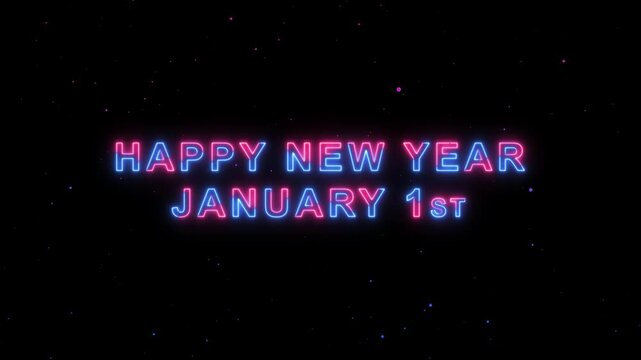 Neon Happy New Year January 1st Celebration - Powered by Adobe