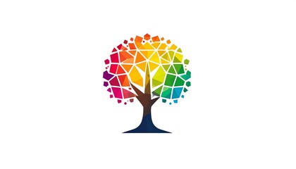 Colorful, geometric tree logo