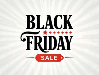 Black friday sale promotional banner with bold typography and star accents on light background perfect for e-commerce marketing, online store advertising and retail shopping campaigns