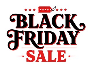 Black friday sale background with star details and red tag perfect for e-commerce banners, retail advertising posters, online shop promotions and seasonal discount marketing templates