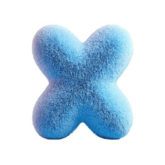 3D fluffy blue X.  Soft, furry, letter form