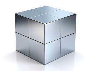 Fototapeta premium Silver cube, multiple smaller cubes