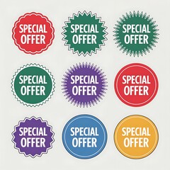 Obraz premium Assorted special offer badges in various colors