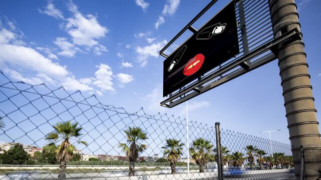 traffic on highway and CCTV eyes on screen