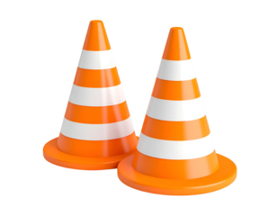 3D Render Two Traffic Cones
