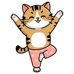 Playful Cartoon Cats Doing Meditation, Fitness Workout, and Wellness Routines for Good Health.