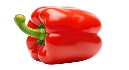 Single Red Bell Pepper with Green Stem Isolated on Background vegetable food
