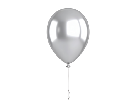 Silver Balloon 3D Render