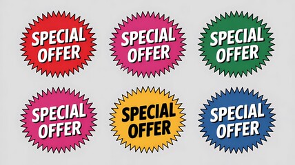 Fototapeta premium Special offer starburst tags in multiple colors