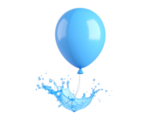 3D Render Blue Balloon Water Splash