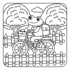 Cartoon Frog Cycling in the Park