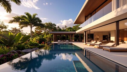 A new, luxury residential villa with a modern architectural design