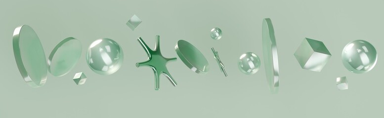 Green Transparent 3D Geometric Shapes Collection