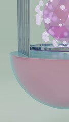 An abstract digital illustration featuring a pastel colored composition with geometric elements