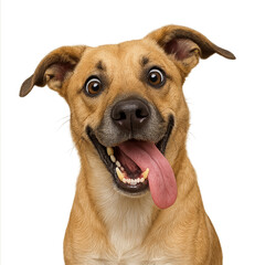 Obraz premium Funny dog pictures, Silly Brown Dog with Tongue Out And Funny Expression Isolate on Transparent Background for Pet Advertising and Playful Animal Illustration Concepts, Perfect for pet themes, PNG