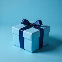Elegant gift box with red ribbon on plain background.