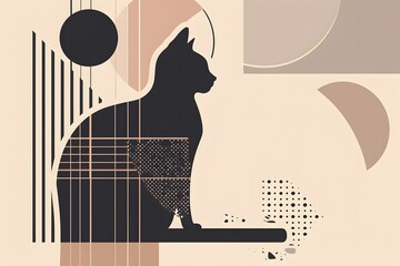 a geometric cat with abstract cat elements in minimal cat art appears as modern cat illustration combining cubist cat and bauhaus style cat in a stylized cat abstract animal design