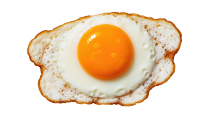 Sunny side up fried egg with bright orange yolk and crispy white edges image