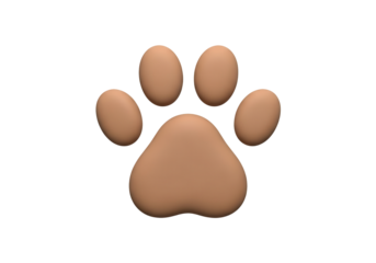 Brown dog paw print 3D render isolated PNG with Transparent Background