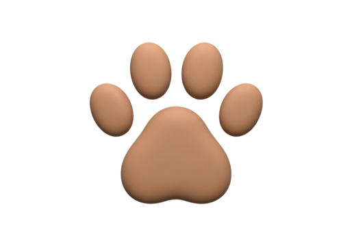 Brown dog paw print 3D render isolated PNG with Transparent Background