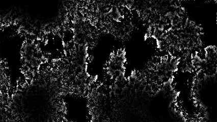 Obraz premium Abstract dark textured background with high-contrast black and white tones, with organic, fractal-like rough patterns. Resembles erosion, cracked stone, or distressed grunge textures. 