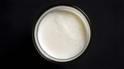Fresh Milk Top View in Glass on White Background