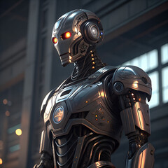  humanoid robot in a futuristic space.