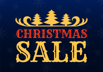 Fototapeta premium Christmas sale banner. Discount Xmas card, promotion poster, flyer design. Sale text, holiday promo background design. Vector illustration.