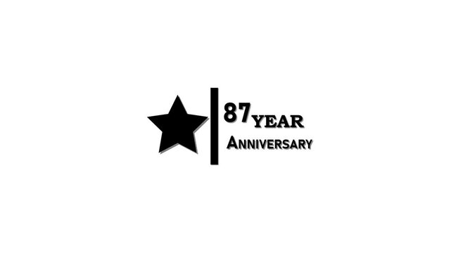 87 years anniversary motion graphic 4K footage with star. .4K motion animation.