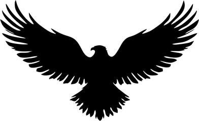 Obraz premium Silhouette of an eagle flying with wings spread vector icon