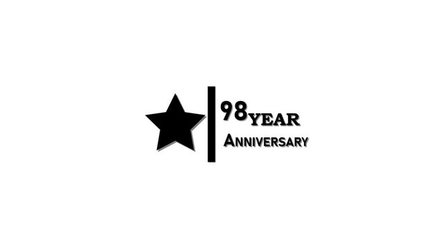 98 years anniversary motion graphic 4K footage with star. .4K motion animation.