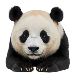 Giant Panda Cub CloseUp Portrait Against Black Background isolated on transparent background