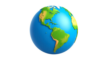 Naklejka premium A vibrant, stylized globe showcases the diverse topography of the Americas, set against a stark, contrasting dark background.