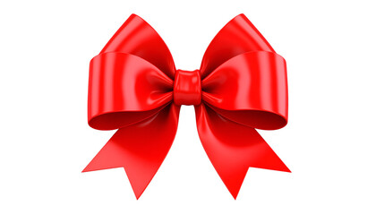 A vibrant red satin ribbon bow, elegantly tied, presents a perfect gift-wrapping accent, adding festive charm and visual appeal to any present.