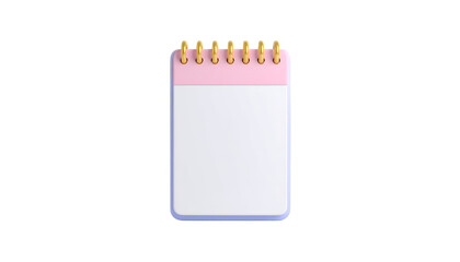 A blank notepad with a pink top and golden rings, perfect for jotting down ideas, notes, or reminders in a creative and organized way.