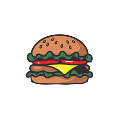 hamburger on white background