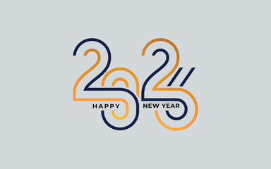 2026 Happy New Year Background Design with colorful line. . happy new year 2026 logo with greeting card  