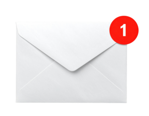 Classic White Envelope with Red Notification Seal, Isolated PNG