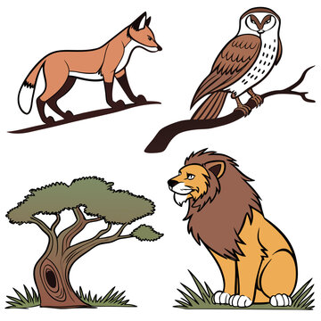 set of wild animals vector