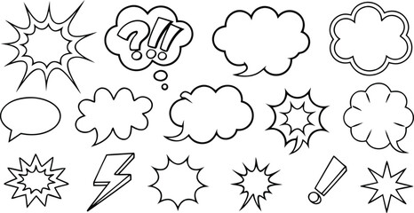 Assortment of Comic Book Style Speech Bubbles and Sound Effects thought bubble cartoon