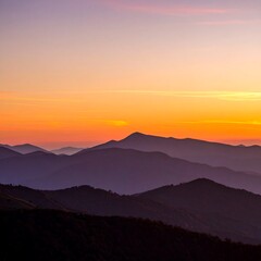 Fototapeta premium Mountain range sunrise panorama