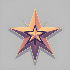 Obraz premium A stylized golden six-pointed star with multiple layers and a central star, set against a plain grey background.