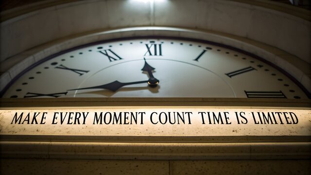 Inspirational Clock with Message About Time and Making Moments Count