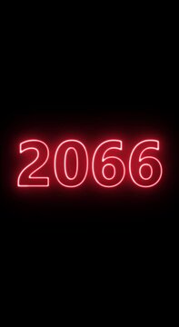 2066 Year Number Neon Motion. neon line animation. Abstract 2066 neon text animation, neon color Glowing neon number text background 4k video animation.