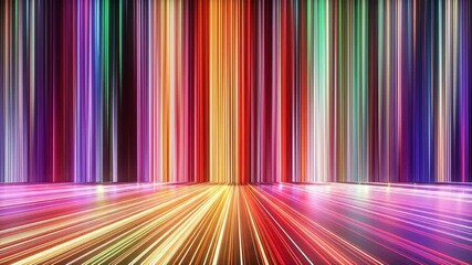 3D render animation of an abstract background with a colorful spectrum, featuring bright neon rays and glowing lines. Radiant light beams, futuristic, cinematic, wallpaper, stripes, rainbow, digital. - Powered by Adobe