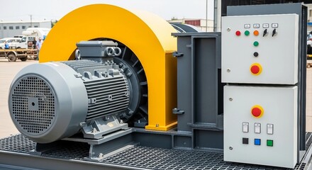 Industrial Electric Motor and Control Panel | Heavy Machinery for Manufacturing, Construction and Engineering