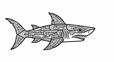 Intricate Patterned Shark Illustration.