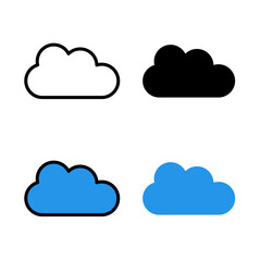 cloud icon. in stroke, black and colored vectors collection isolated on white background.